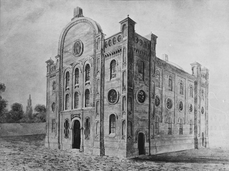 Kresba Velké synagogy. Foto © Archiv města Brna